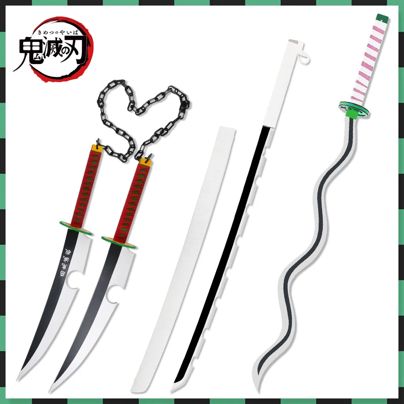 

100cm Sword Demon Slayer Hashibira Inosuke Katana Cosplay Swords Nichirin Blade Wooden Kimetsu No Yaiba Weapon Model Props Gift