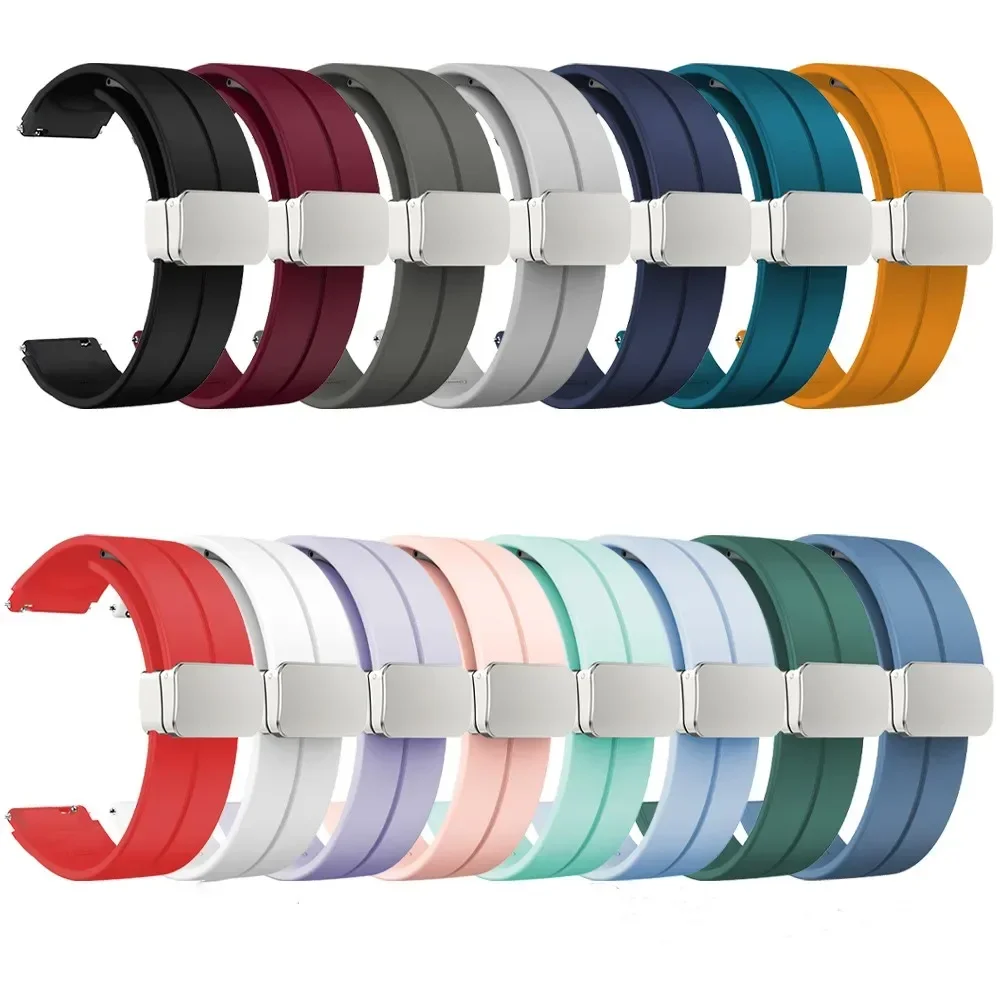 Силиконовый ремешок с магнитной складной пряжкой 18 мм подходит для смарт-часов
