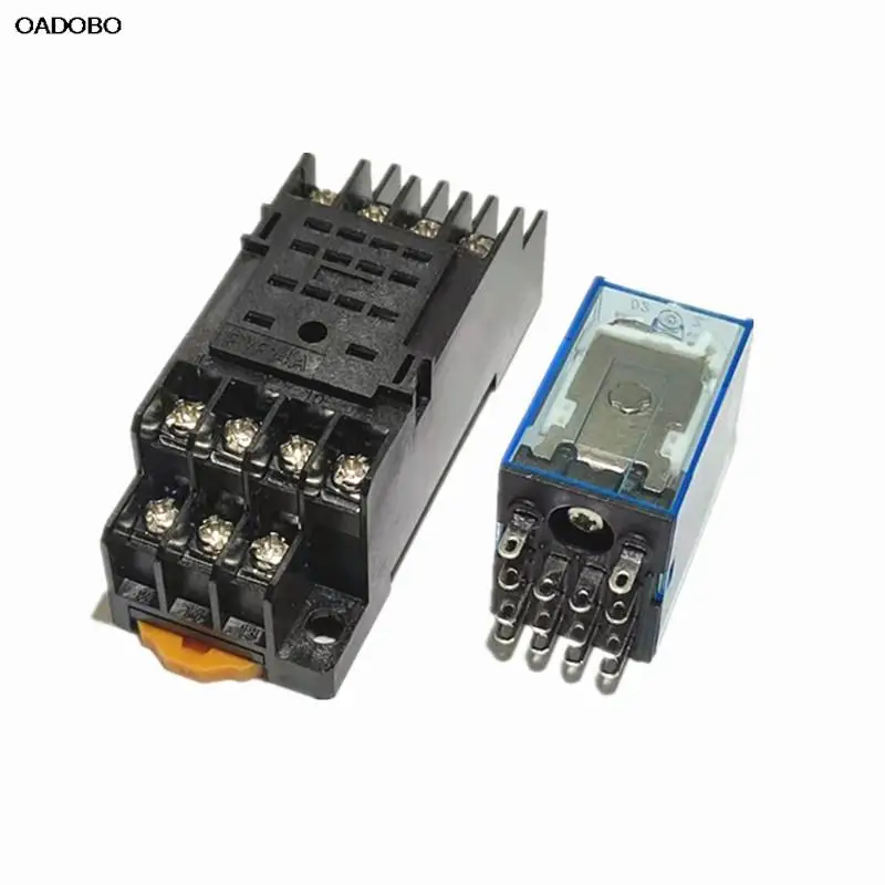 

MY4P HH54P MY4NJ DPDTMiniature Coil Generalelectromagnetic Intermediate Relay Switch WithSocket Base LED AC 110V 220V DC 12V 24V