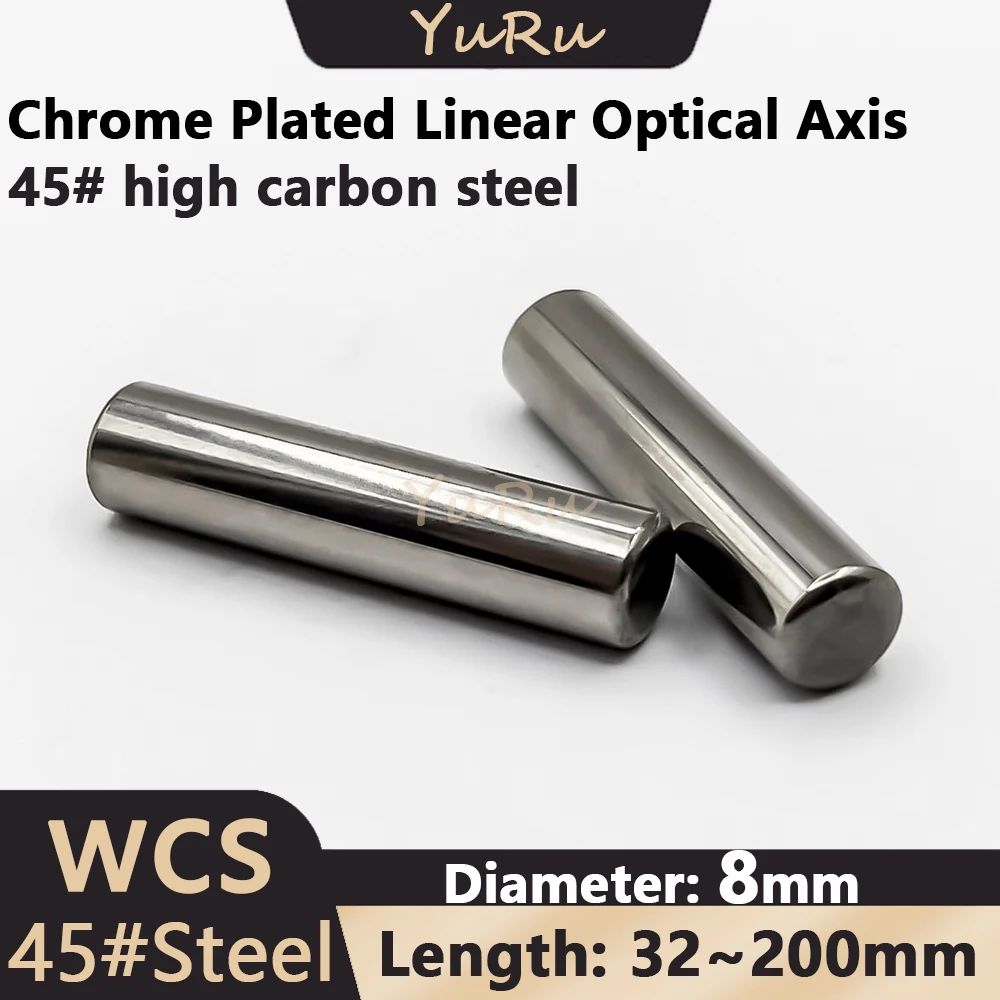 

2PCS Chrome Plated Linear Optical Axis Diameter 8mm Length 32~200mm Cylindrical Locating Pin 45# High Carbon Steel Hard Shaft