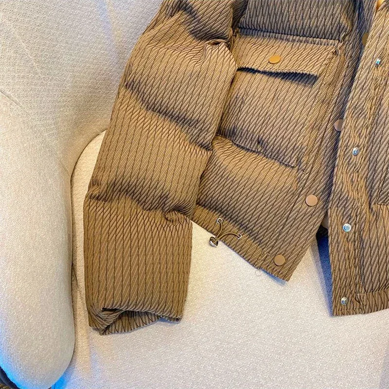 2024 зимняя короткая куртка в корейском стиле для женщин коричневые утепленные