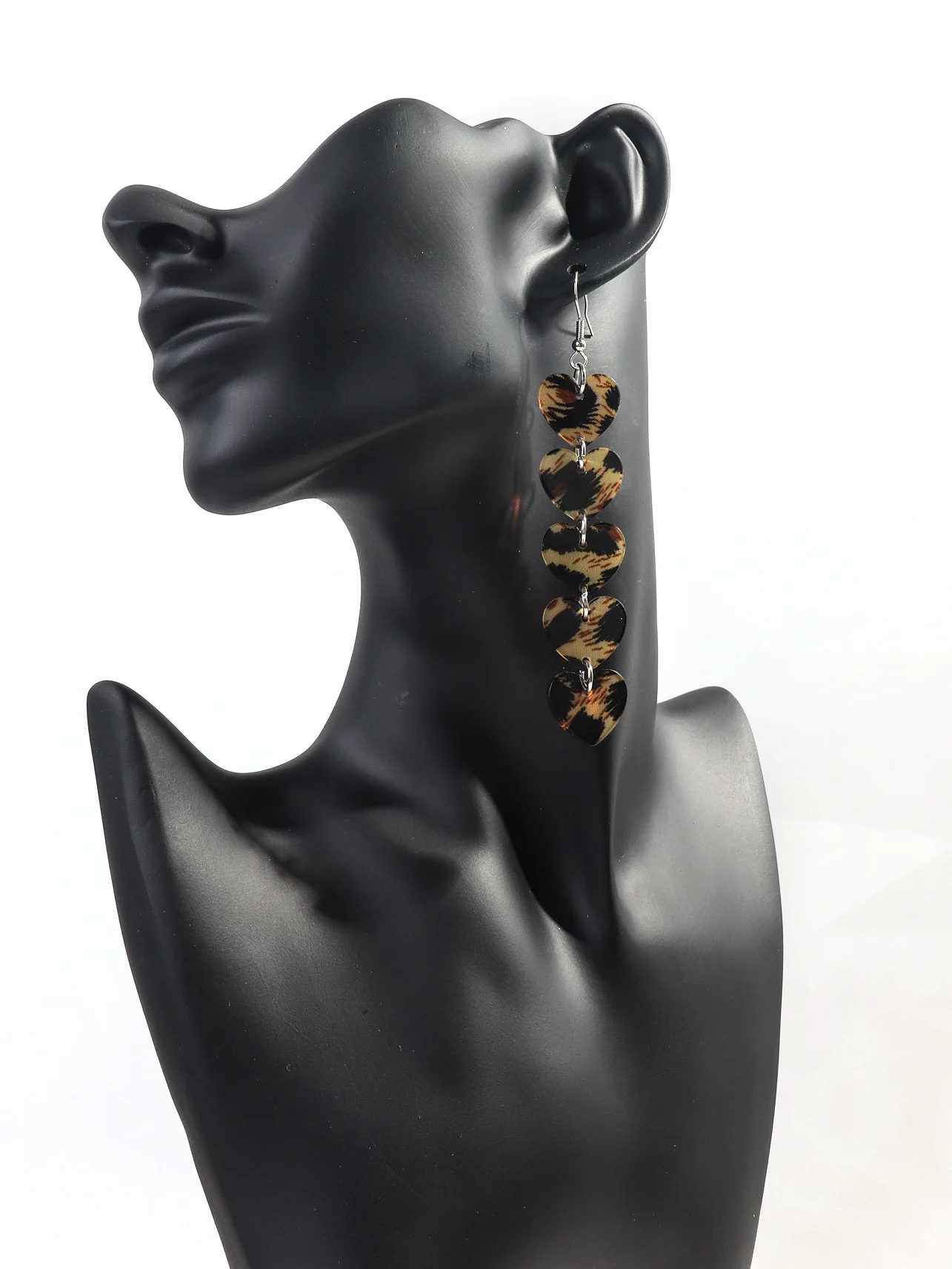 Новые акриловые длинные висячие серьги с леопардовым принтом и 6 сердечками для
