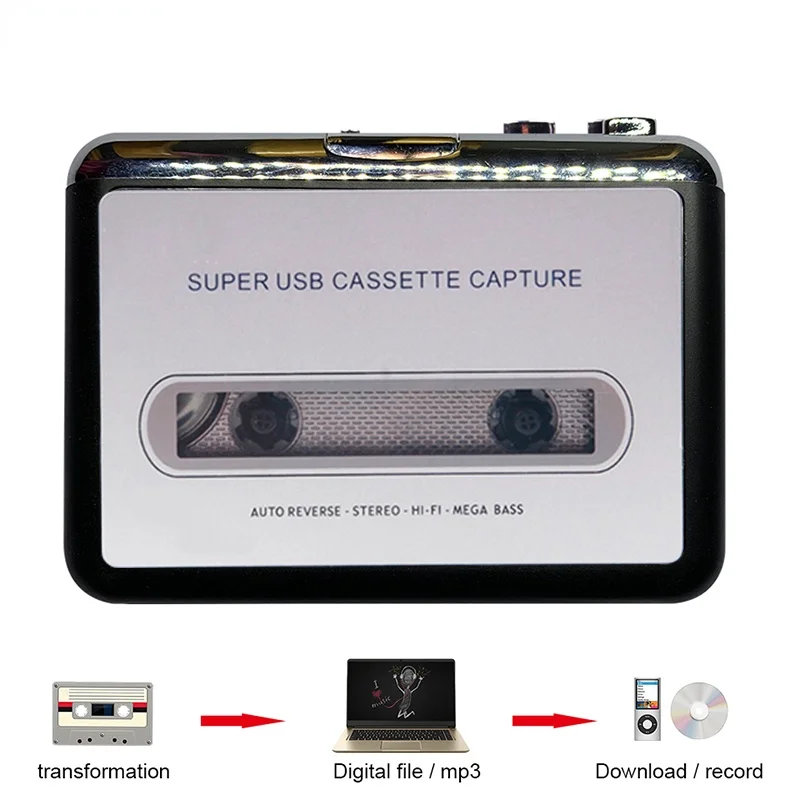 

Cassette Player USB Cassette to MP3 Converter Capture Audio Music Player Tape Cassette Recorder audio cassette player