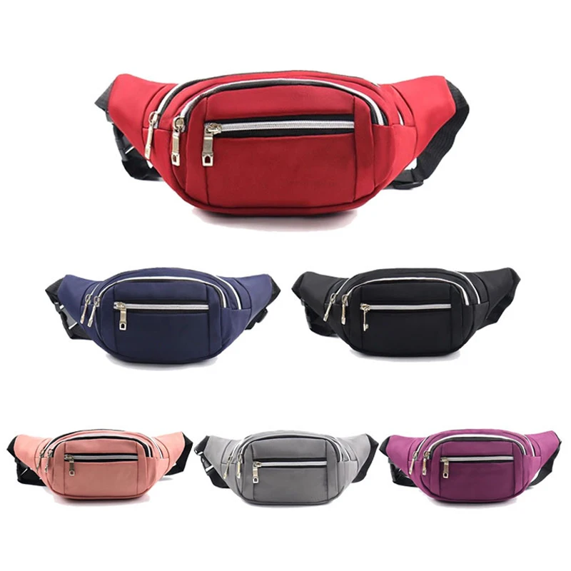Fashion Men Women Waist Bag Casual Purse Large Phone Belt Bag Pouch Canvas Travel Phone Bag Outdoor Sports Bag