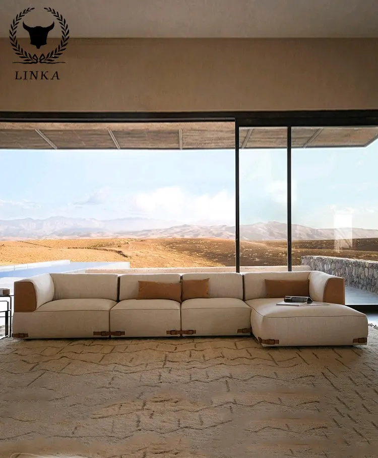 

Роскошный современный угловой диван из итальянской кожи, комбинация итальянской высококлассной мебели на заказ