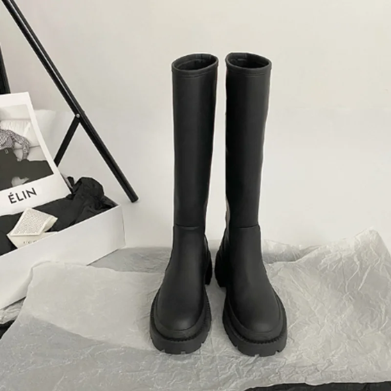 Designer Knee High Boots Casual Women's Shoes 2023 Winter New Middle Heel Goth Chelsea Boots Gladiator Thick Fashionable Boots