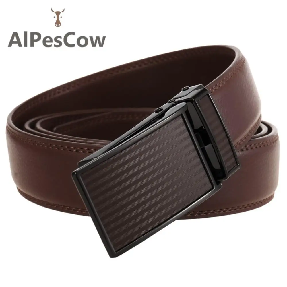

High Quality Genuine Leather Waist Strap for Men Male 100% Alps Cowhide Ratchet Belt Luxury 3.0cm Width Casual Formal Waistband