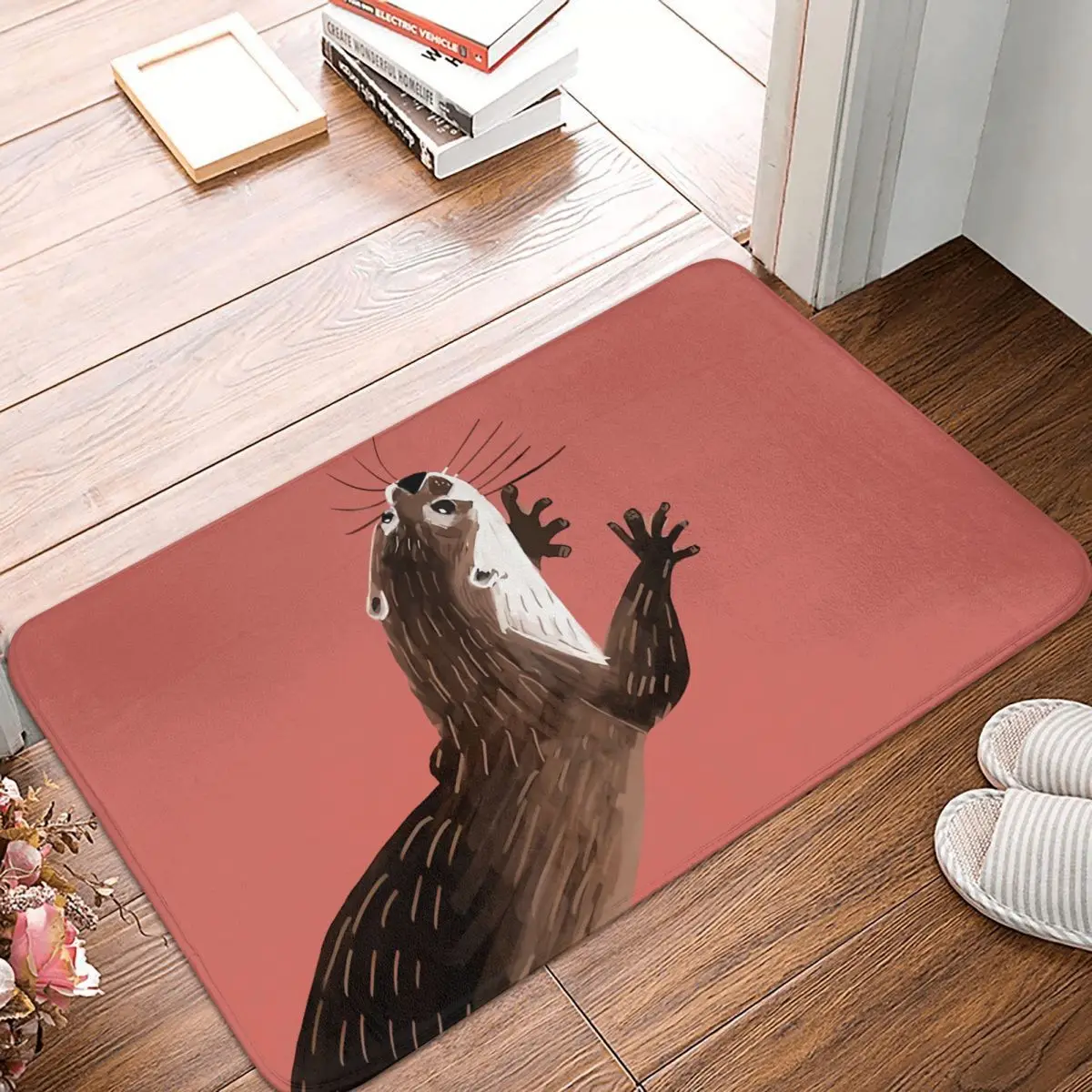 

Otter Pet Lover Non-slip Doormat Totem Amblonyx Bath Bedroom Mat Outdoor Carpet Flannel Modern Decor