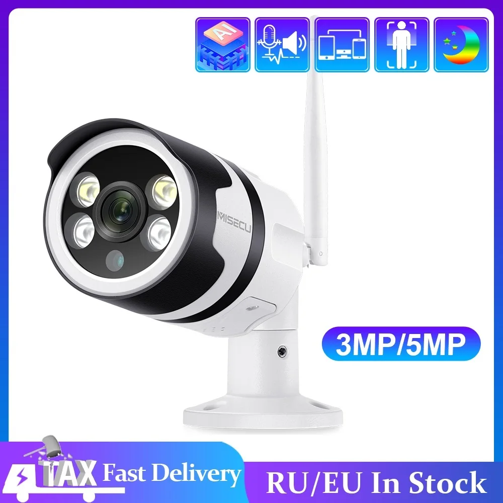 

3MP 5MP Wireless AI IP Camera Two-way Audio Outdoor Waterproof Color Night Human Detect Video Surveillance Camera Onvif