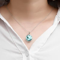 chic transparent resin round moon pendant necklace ladies blue sky white cloud chain necklace fashion jewelry
