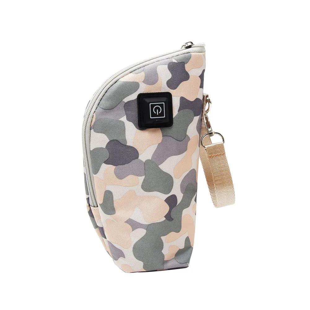 

PU Leather Baby Feeding Protective Milk Bottle Warmer Insulation Cup Camouflage USB Insulated Bag Waterproof Portable Travel