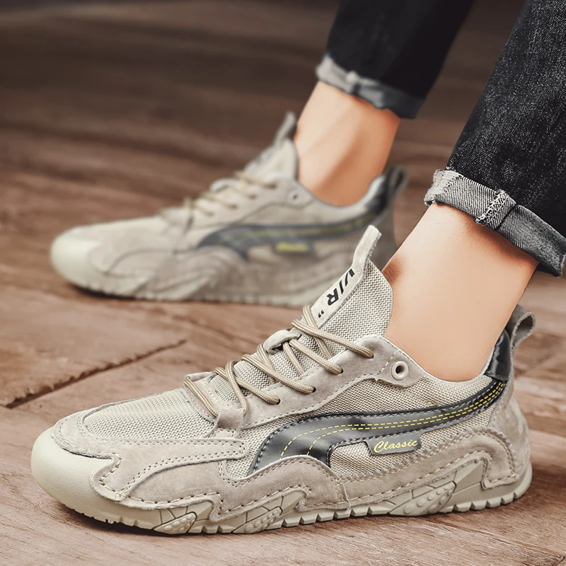 

Мужские Нескользящие кроссовки для прогулок, коричневые кожаные кроссовки, Повседневная Брендовая обувь для отдыха, прогулок, размер 47, 2022