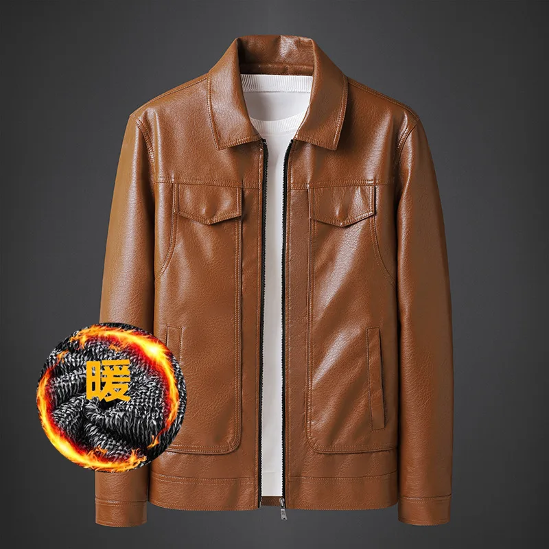 Осень 2023 новинка мужская кожаная куртка с лацканами Молодежная Красивая