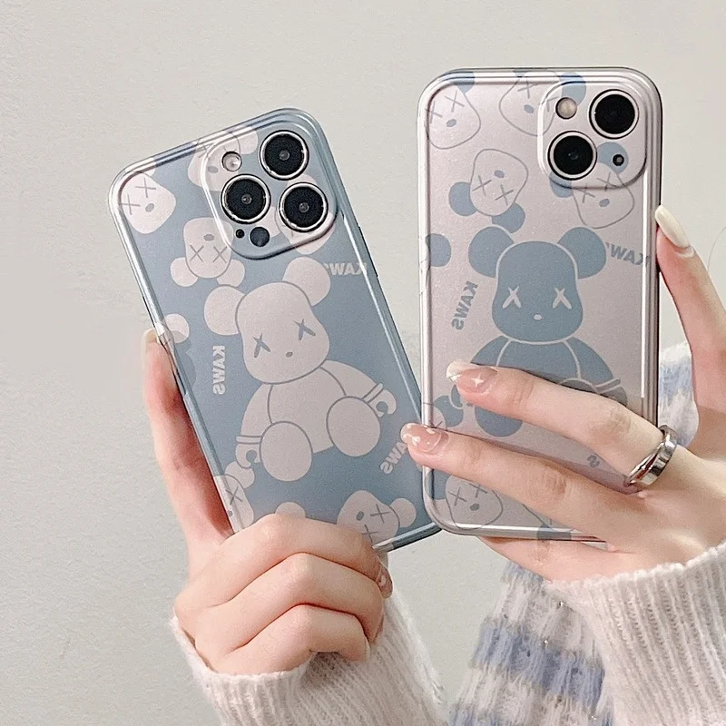 

Fashion Electroplated XX Bear Phone Case Cover for IPhone 7 8 Plus 11 12 13 Pro X XR XS Max Shockproof Case for IPhone 13 Cases