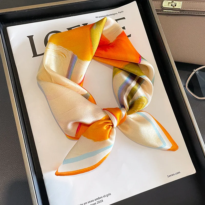 Новинка 2024 модный Шелковый шарф 100% женский платок шейный хиджаб весенний