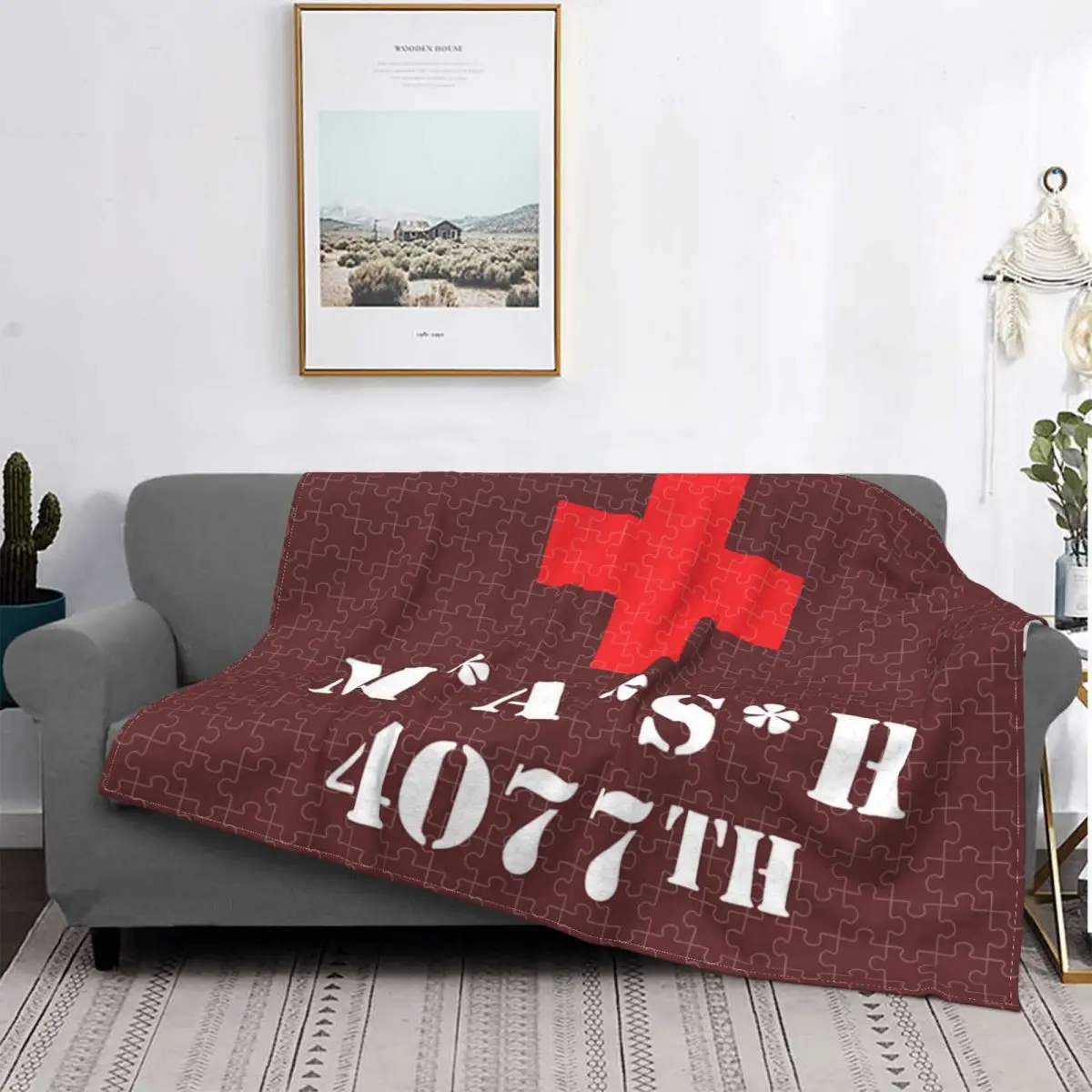 

4077th Mash US Army Medic Blanket Warm Fleece Soft Flannel Hawkeye Kinger Alan Alda War Throw Blankets for Bed Sofa Home Spring