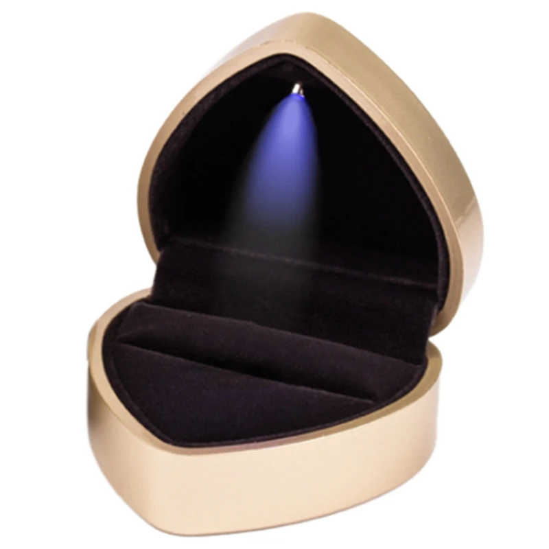 

Heart-Shaped LED Wedding Ring Box With Display Storage Jewelry Case