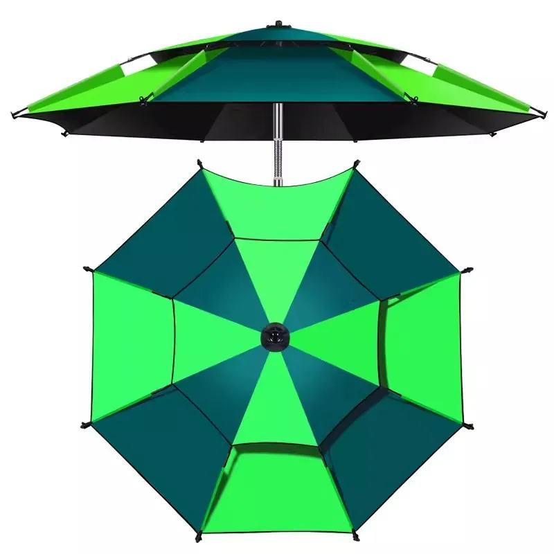 

Double Layer Folding Fishing Umbrella 2-2.6M Large Thickened Parasol Portable Outdoor Beach Umbrella Rainproof Sunshade Shelter