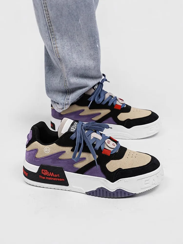 Popular Shoes Men's Autumn and Winter Versatile Original Board Thick Sole Height Increasing Sports Le...