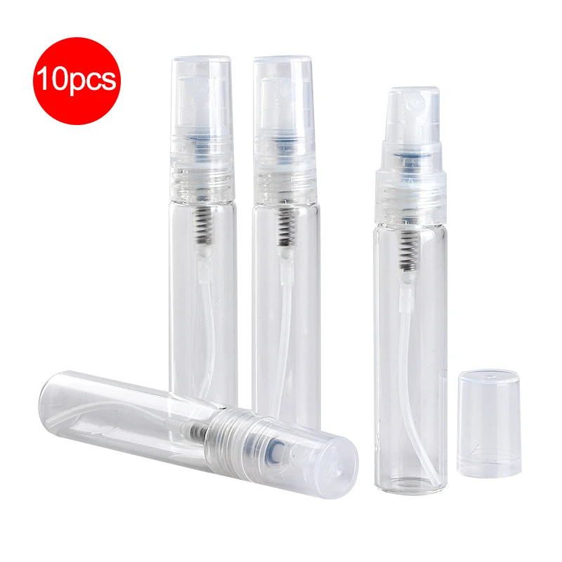 10pcs 5ml Glass Empty Spray Bottle portable mini refillable empty container for pure dew,flower water,make-up water and perfume