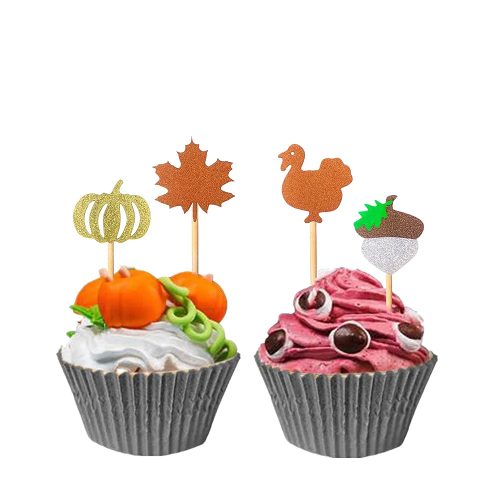 

Turkey Cupcake Toppers Cupcake Toppers Maple Leaf Picks Pumpkin Cake Picks Cake Decorations