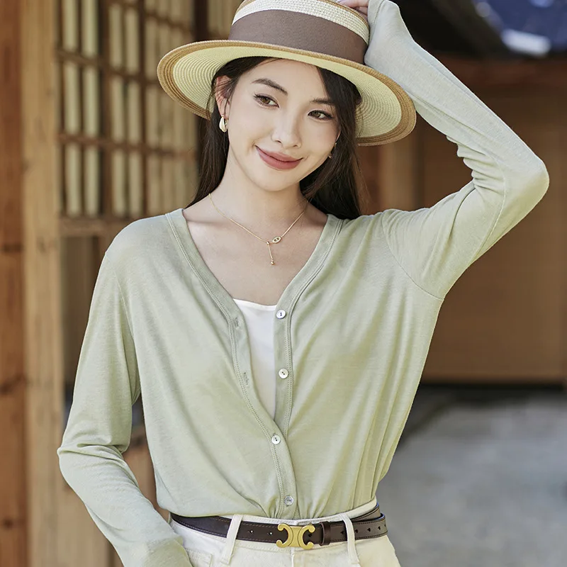 Солнцезащитная одежда Женский Летний Тонкий короткий вязаный кардиган из