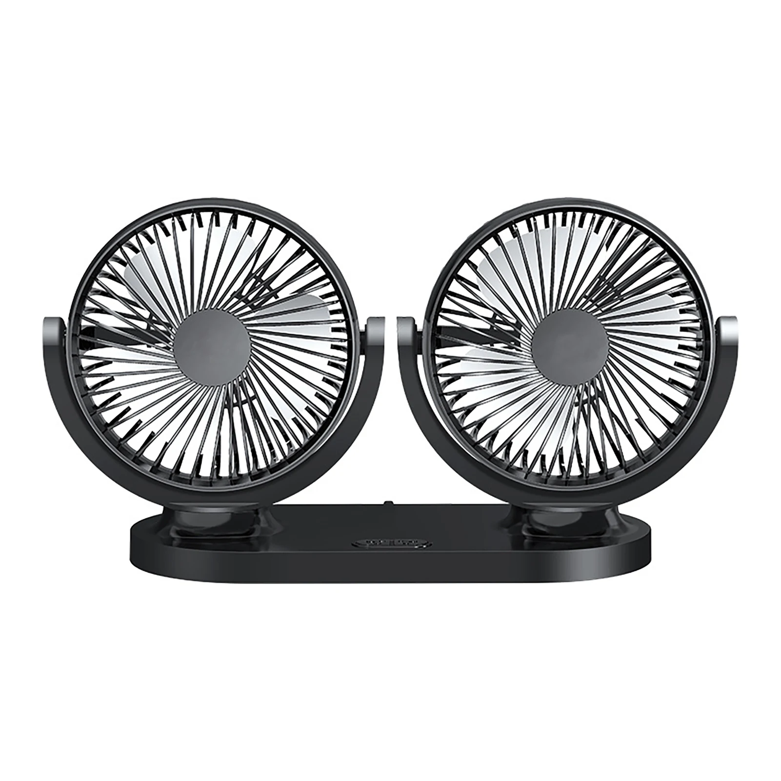 

12V 24V Desktop Low Noise Home Office 360 Degree Rotatable Multifunctional Interior Dual Head ABS Electric Car Cooling Fan
