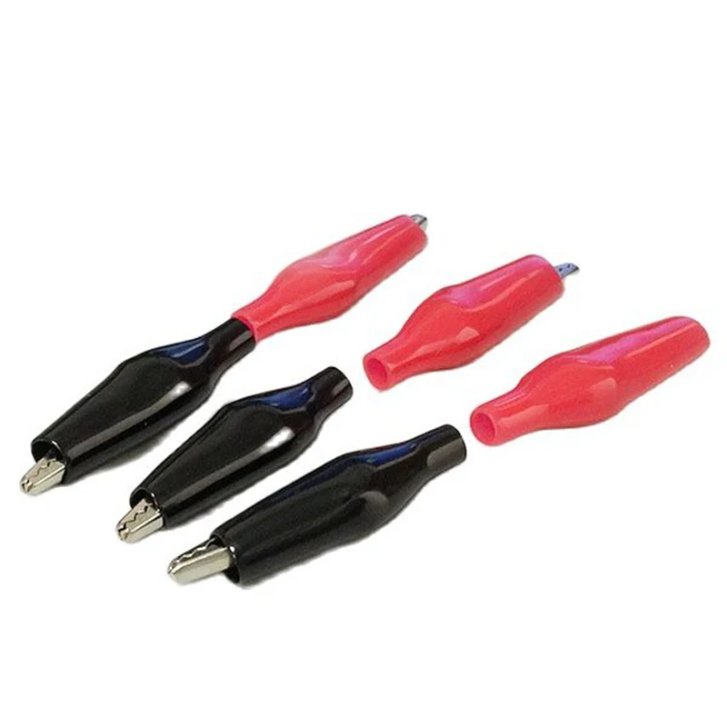 

100PCS Black/Red 35mm Insulated PVC Sleeve Small Alligator Clip Crocodile Test Clips