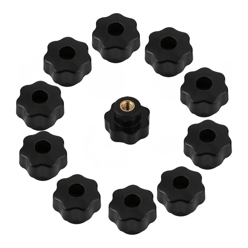 

10PCS M6 Internal Thread Knob Screw Plastic Star Head Clamping Knob Black M6 X 25