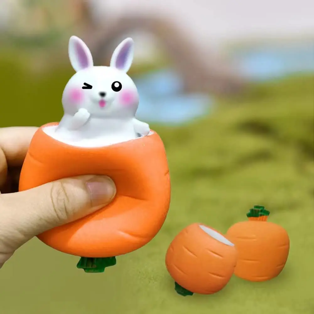 3 PCS Animal Squeeze Toys Carrot Rabbit Fidget Toys Bunny Stress Relief Sensory Toys for Autistic ADHD Easter Party Favors enlarge
