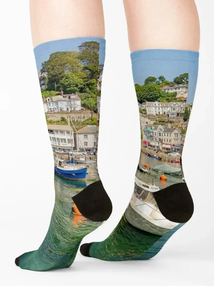 Восточная река Looe at High Tide — Cornwall Великобритания. Носки рождественский подарок