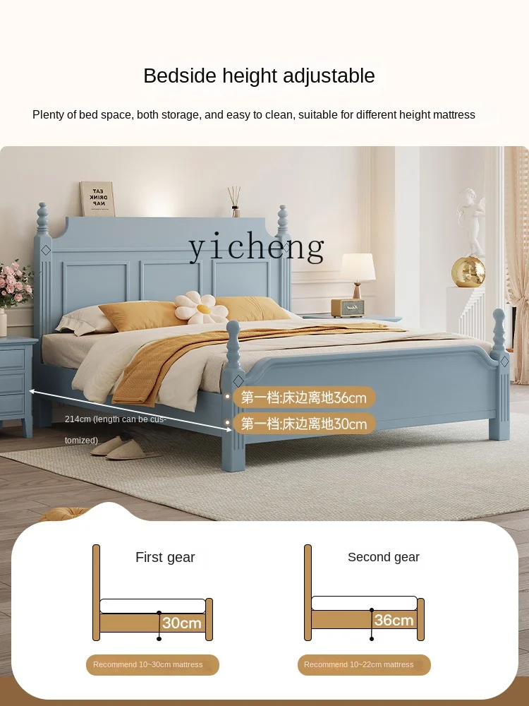 Кровать ZC полностью из массива дерева Простая Современная 1 м 8 двойная винтажная