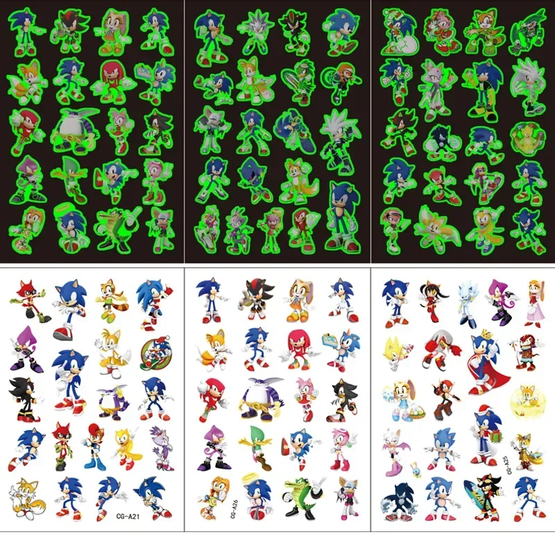 Фото Детские светящиеся наклейки Sonic Anime Game, наклейки с изображением ежа Шатнера Круза, кукла Руки Блоз, водонепроницаемые наклейки с животными, игрушка, подарок для ребенка №3