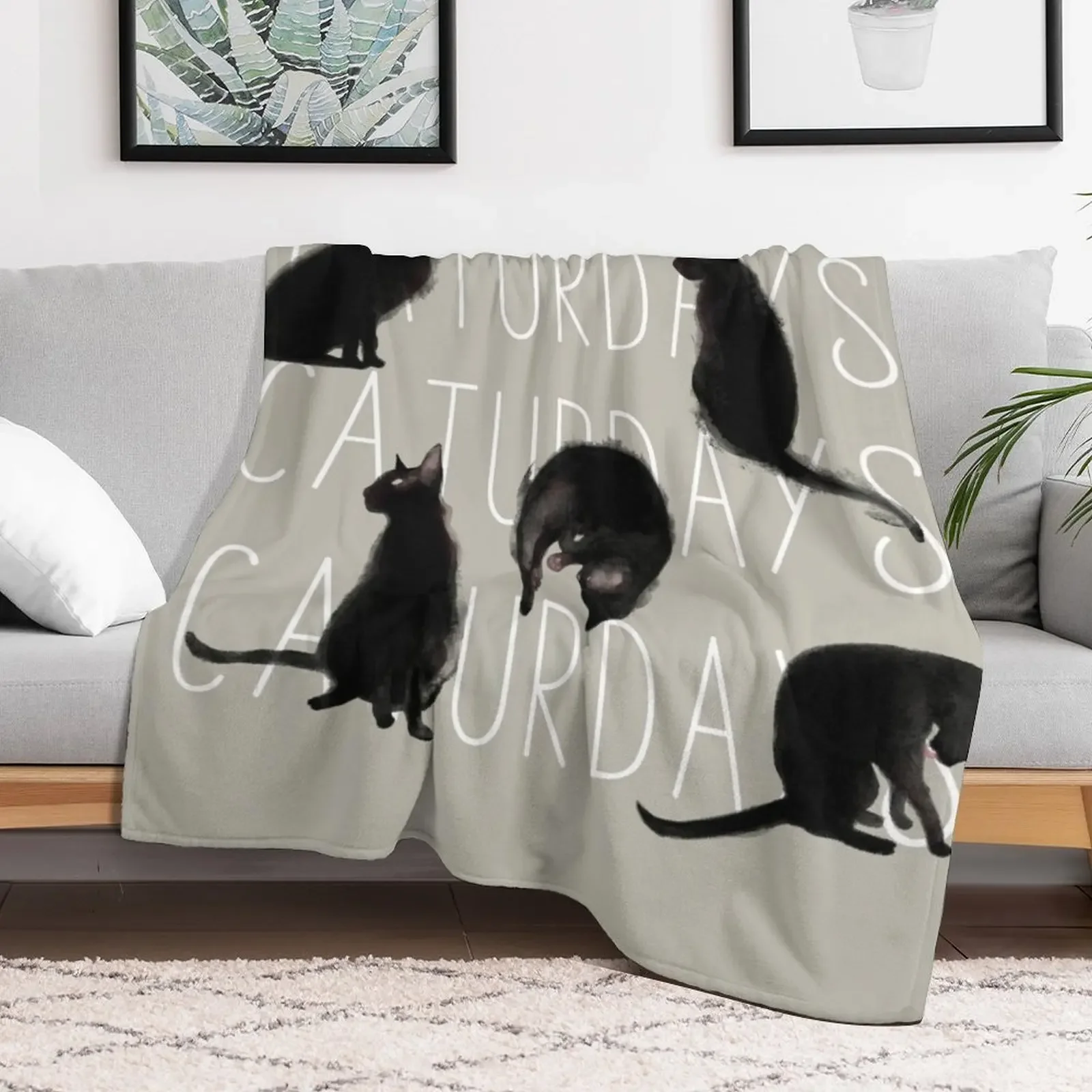 Фото Caturdays - плед с изображением черной кошки, уютное одеяло для сна, подарок для мамы и папы №2