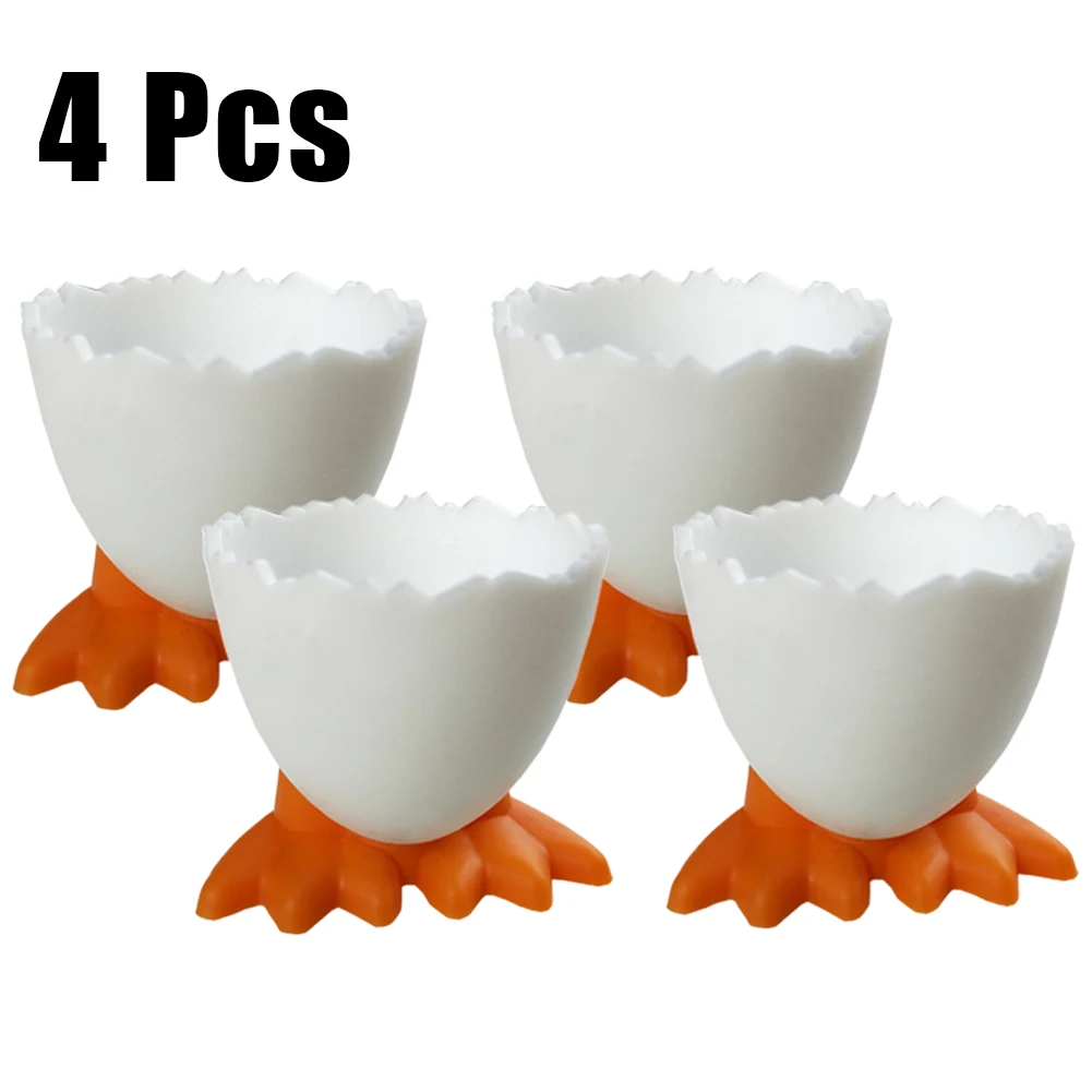 4Pcs Cute Creative Egg Cup Holder Plastic Eggs Holder With Feet Eggs Separator Boiled Eggs Container Kitchen Accessories