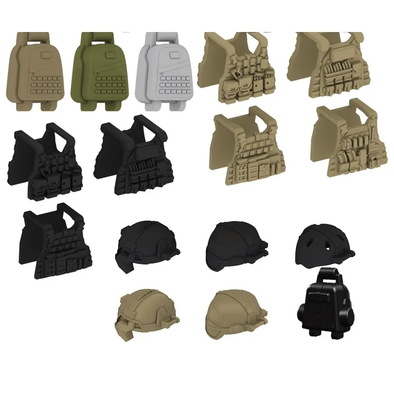 Modern military vest backpack helmet weapons swat military Compatible with Figures Original DIY building Blocks Bricks Mini toys