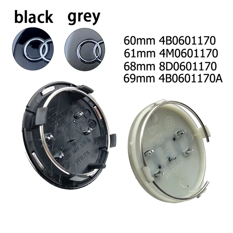 

4pcs 60mm 61mm 68mm 69mm Car Styling Wheel Center Cap Hub Covers Badge 4B0601170 for Audi A3 A4 A5 A6 A7 A8 S4 S6 Accessories