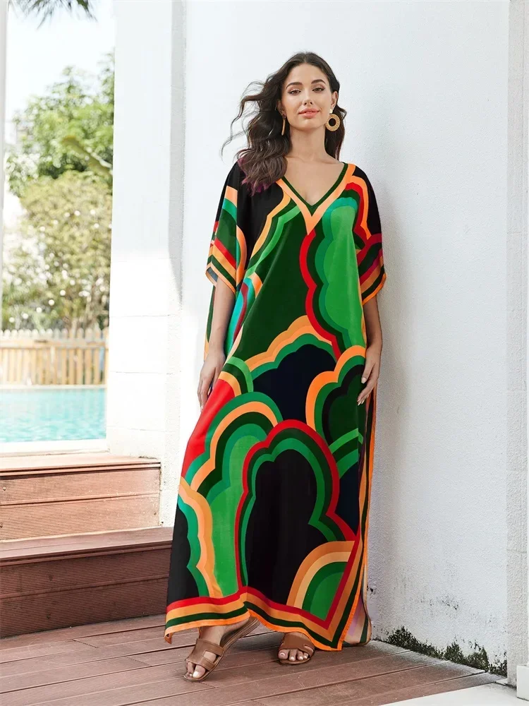 Женское платье с V-образным вырезом и рукавом летучая мышь