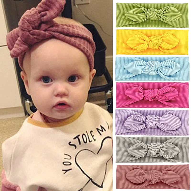 

Rabbit Ears Headbands Soft Stretch Hairband Baby Hair Accessories Solid Color Threaded Hair Bands Kids Headwrap Infant Turban