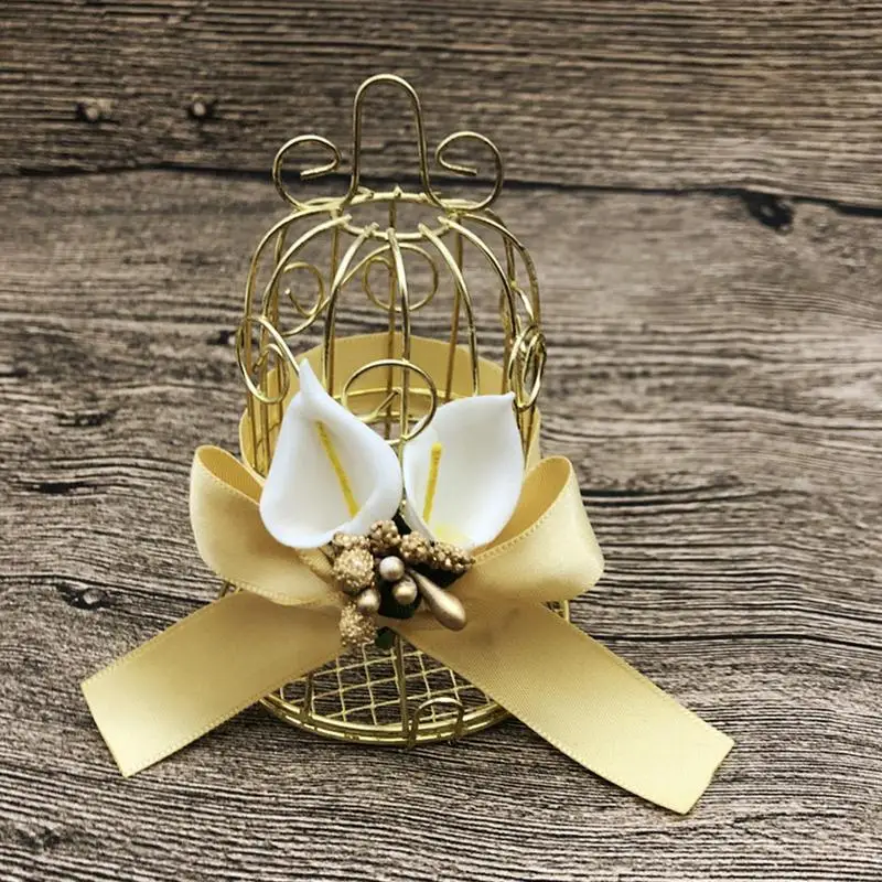 Es Mini Steel Gold Vintage Retro Bird Cage Bird Cage Candy Boxes Bird Cage Candy Box Wedding Gift