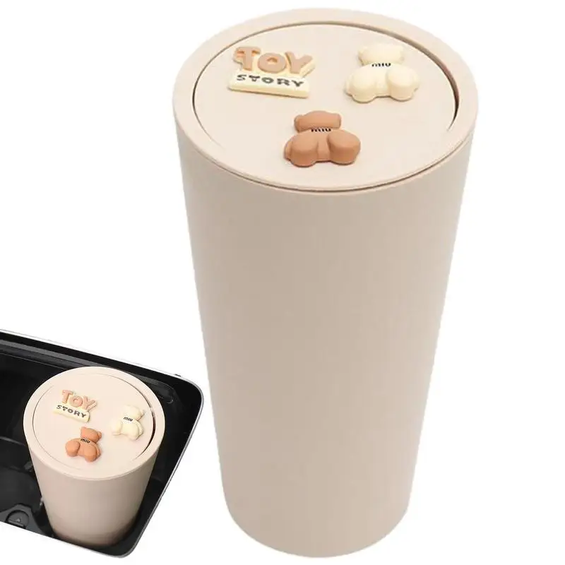 

Car Trash Can Cute Cartoon Auto Garbage Bin With Lid Car Trash Organizers Vehicles Interior Rubish Container Storage Box