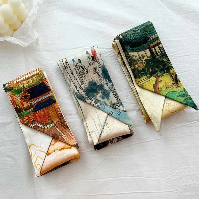 

Новый Шелковый шарф для женщин, шаль, палантины, хиджаб, фуляр, бандана, женский шейный платок с длинными волосами, сумочка на запястье, буфаданский шарф