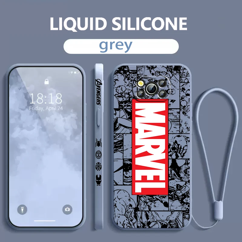 

Avengers Marvel Cool Comics Xiaomi Poco Phone Case For X4 X3 F4 F3 NFC M5 M4 M3 GT S Pro 4G 5G Liquid Left Rope Cover