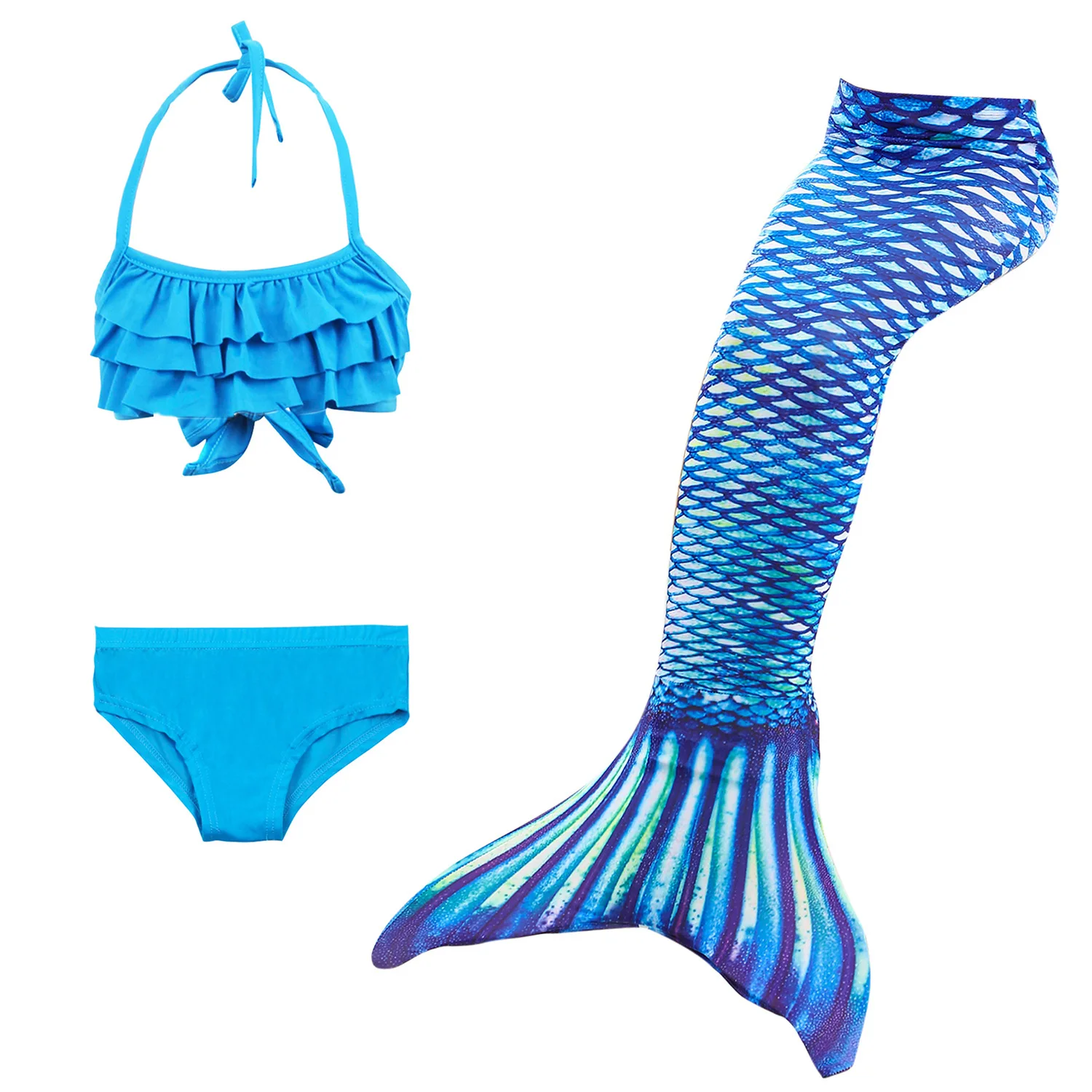 Комплект для девочек из 3 предметов Детский костюм плавания с хвостом русалки