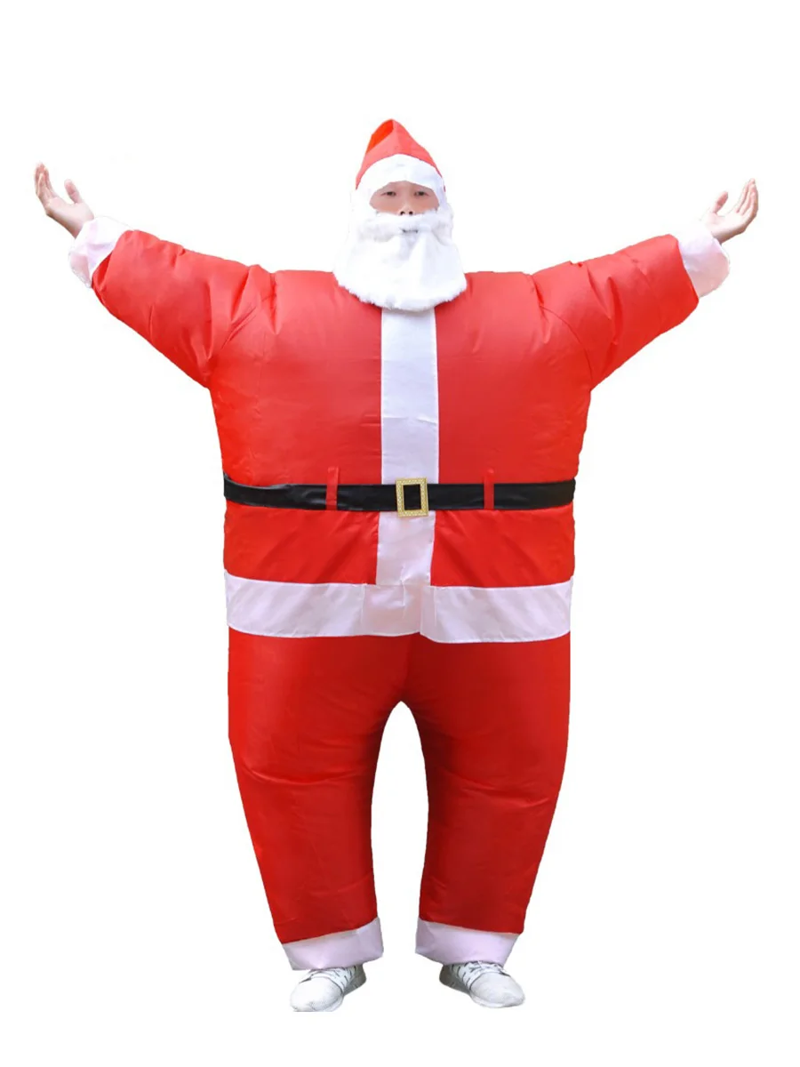

JYZCOS Christmas Cosplay Costume Inflatable Adult Red Mascot Santa Claus Role Play Outfits