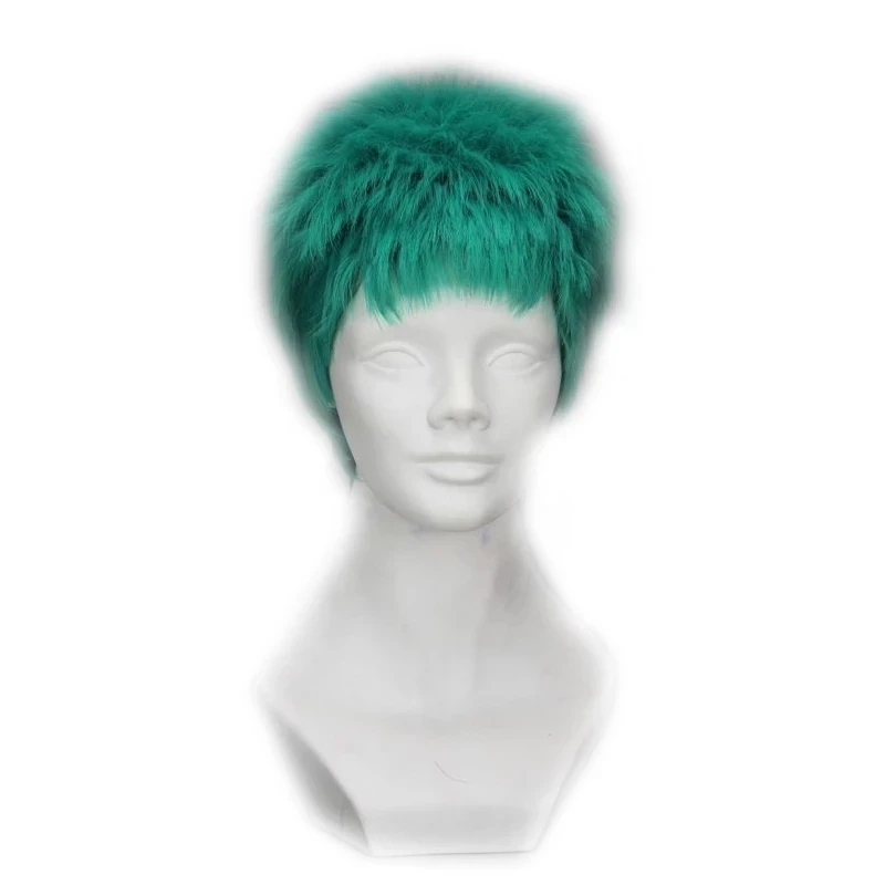 

Roronoa Zoro Cosplay Wig ONE Short PIECE Green + Fluffy Heat Hair Wigs Resistant Synthetic Pelucas Wig Cap