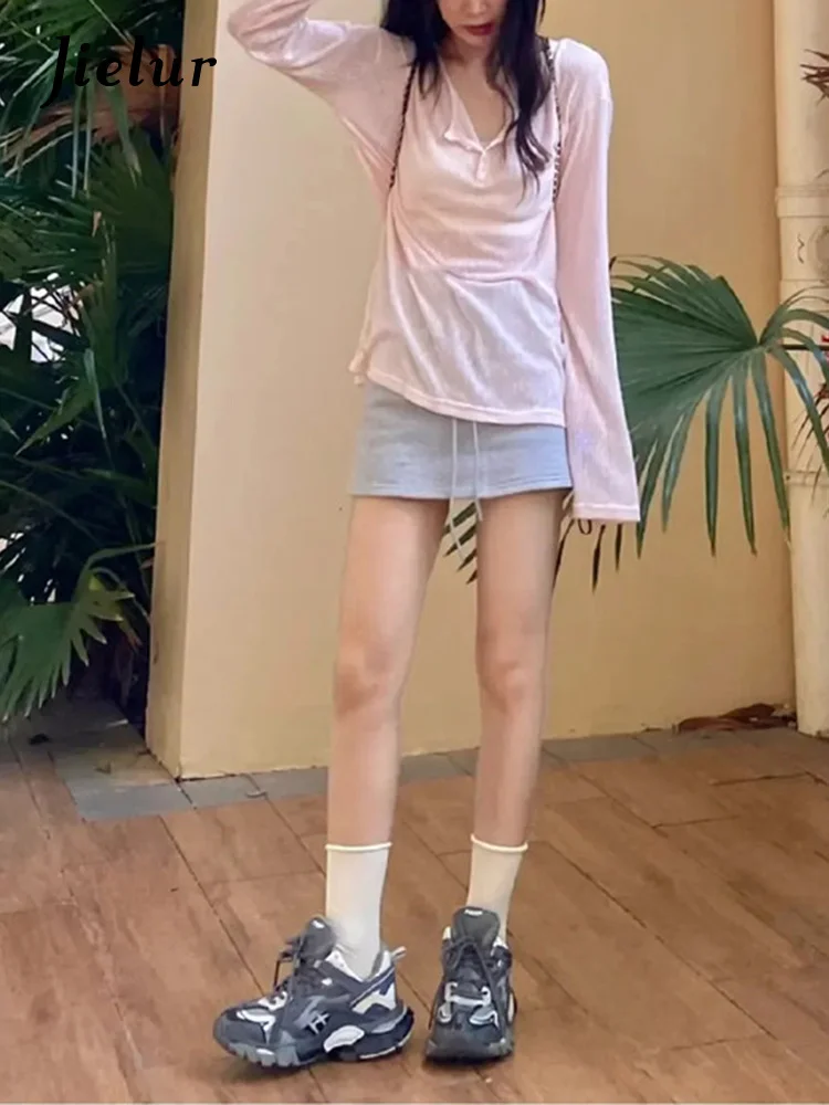 

Женские повседневные юбки во французском стиле, однотонные свободные Облегающие юбки из двух предметов, модные уличные обтягивающие бедра, новинка на осень