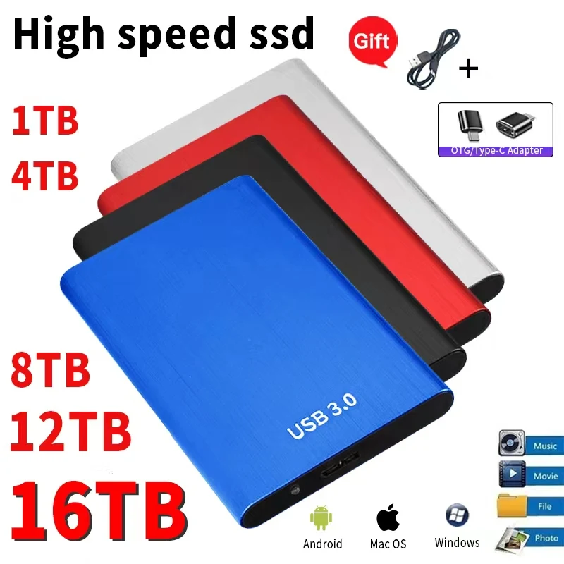 Original Mobile Solid State Drive 1TB Portable SSD 500GB External Storage Hard Disk USB3.0 Compatible for PC Laptop Notebook PS4