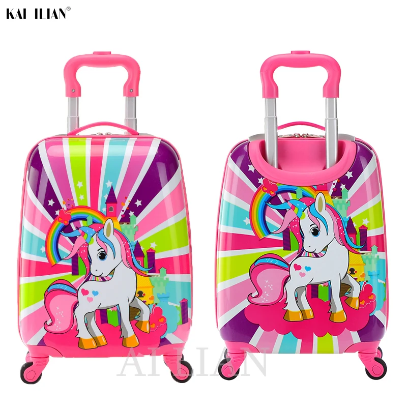 18 inch kids Luggage animal Cartoon suitcase on wheels trolley luggage bag carry on cabin rolling luggage children's gift Cute