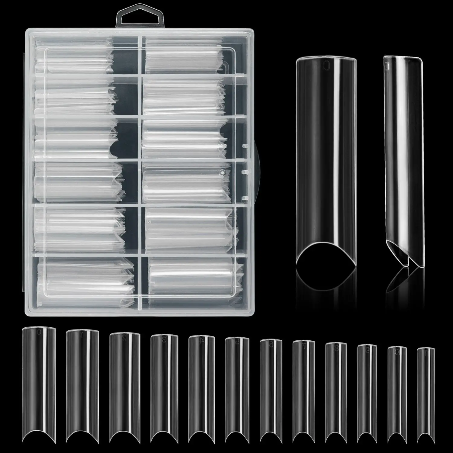 120 Шт. Супер Длинные Полуокрашенные Прозрачные Акриловые Накладные Ногти 12